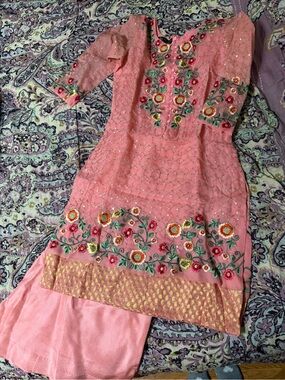 Pink Embroidered Floral Kurta Set